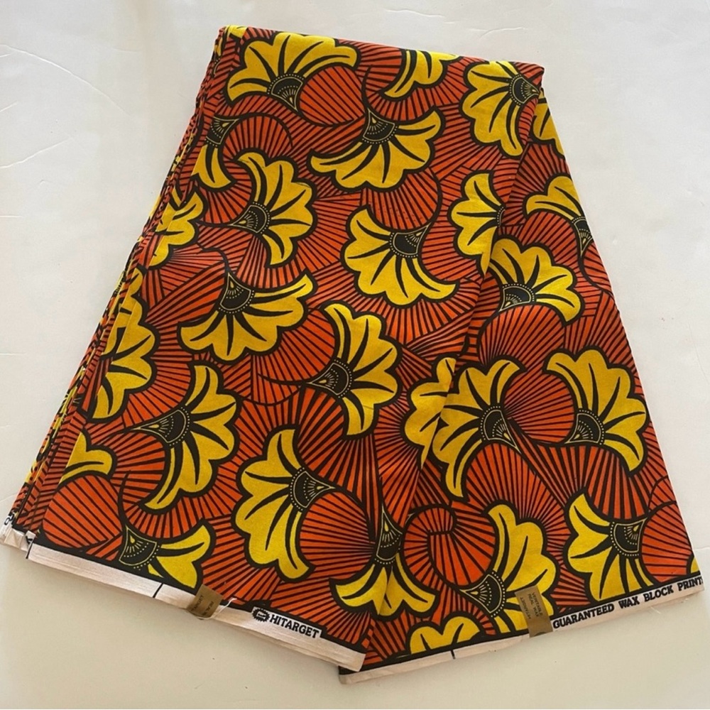 Orange and Yellow Multicolor Cotton Fabric